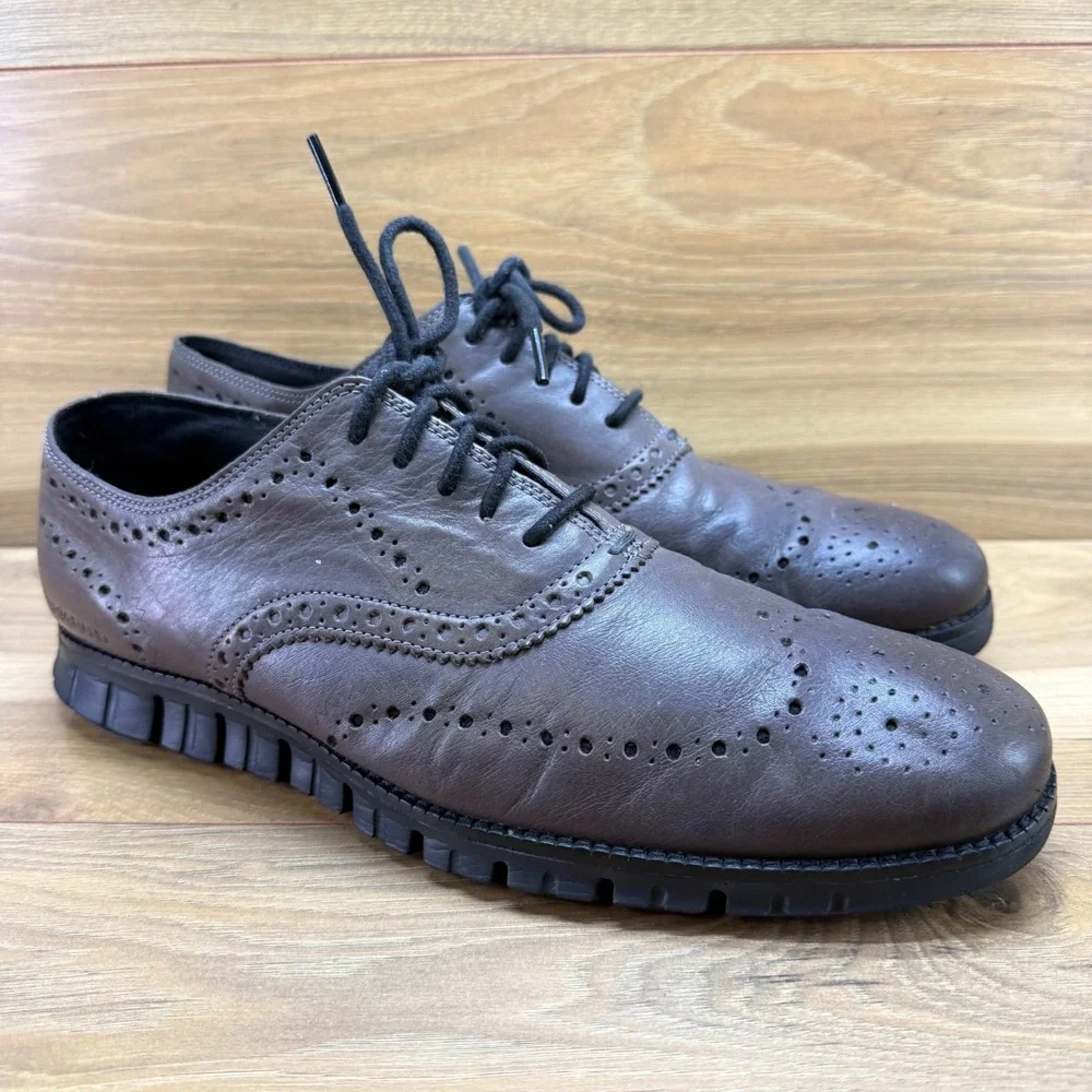 Cole Haan Zerogrand Wingtip Oxford Mens 11 M Pavement Gray Business Casual